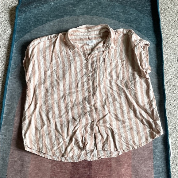 LOFT Lounge Linen Striped Blouse - Picture 6 of 9